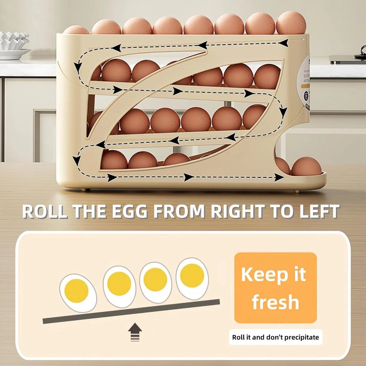 Multi Tier Sliding Egg Dispenser Automatic Rolling Refrigerator Storage Holder