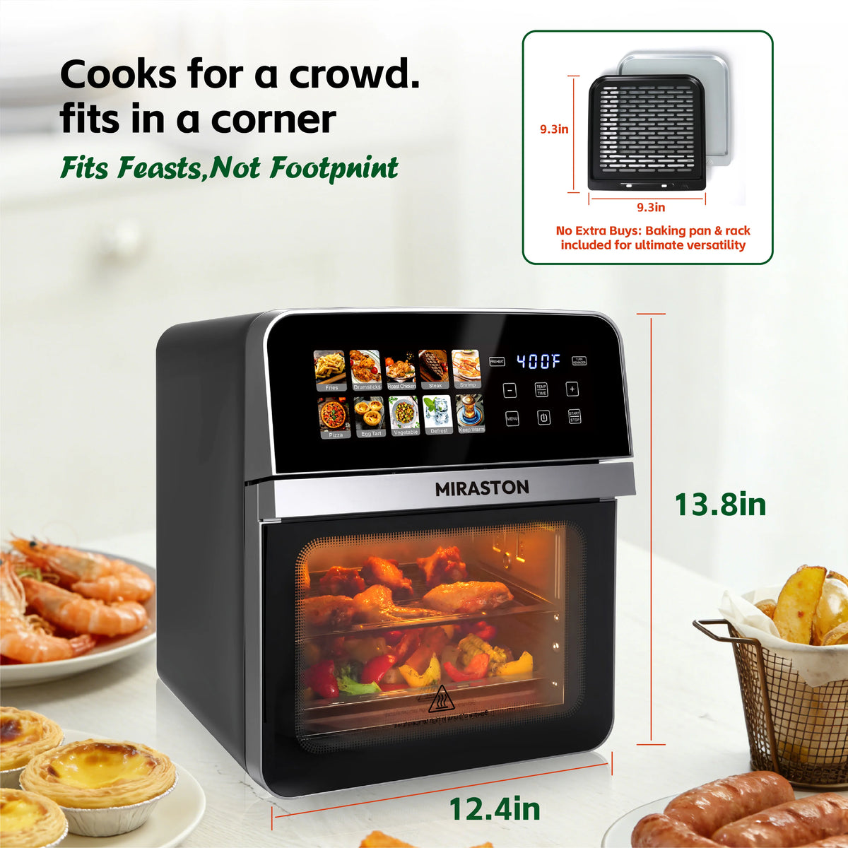 Air Fryer Toaster Oven Combo With Presets For Easy Cleaning