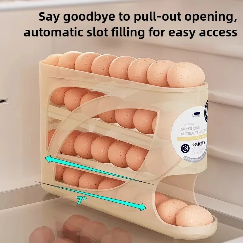 Multi Tier Sliding Egg Dispenser Automatic Rolling Refrigerator Storage Holder