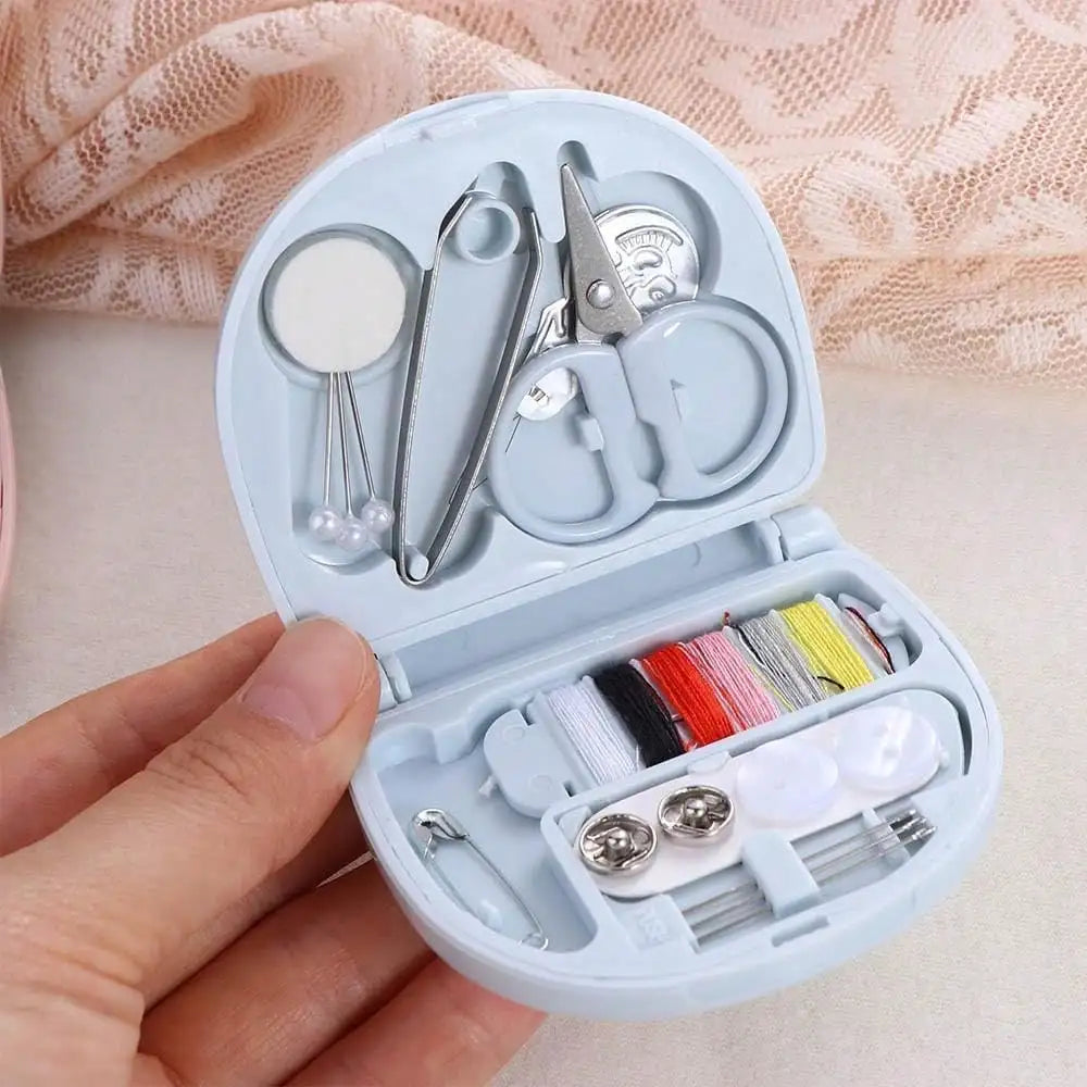 Adorable Pink Compact Sewing Kit For On The Go Repairs Plastic Tool Set