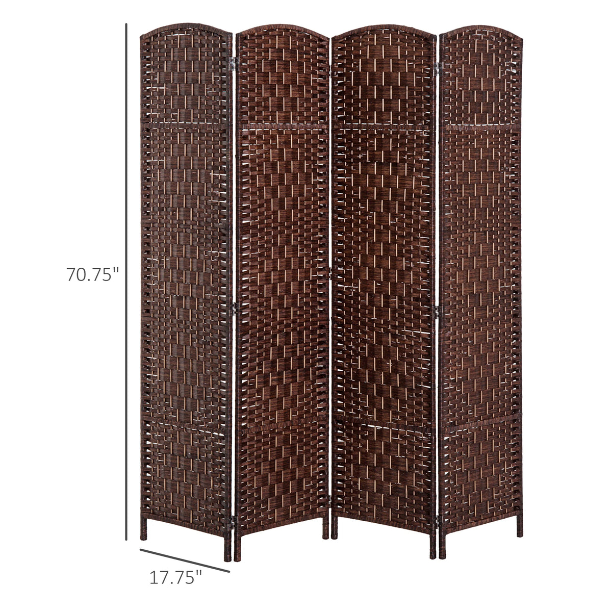 HOMCOM Handwoven Folding Room Divider Privacy Screen With Rotating Panels