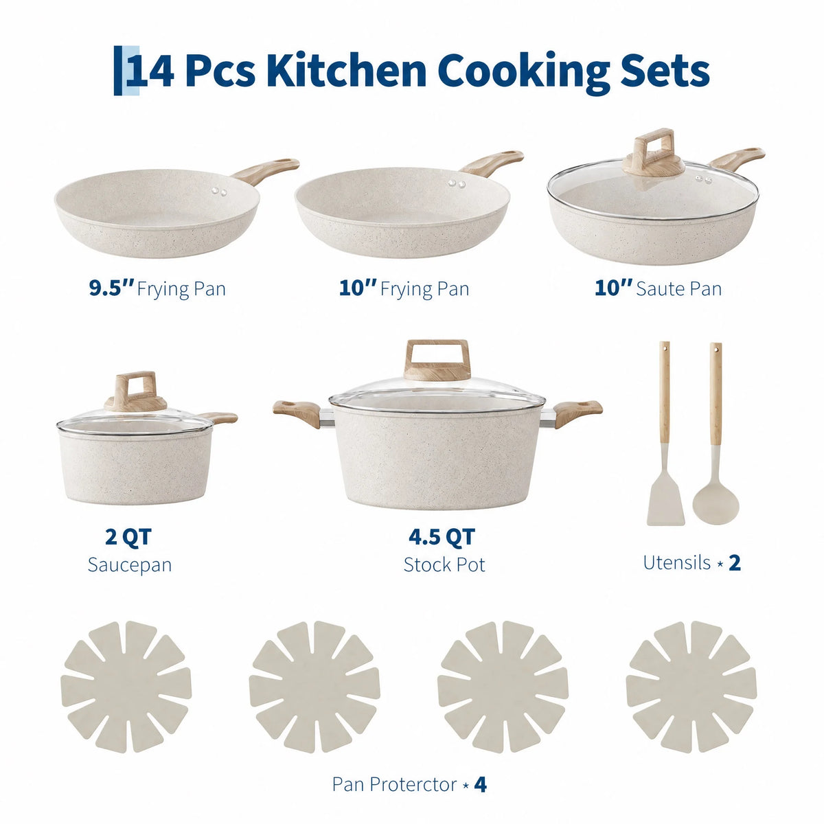 Ceramic Nonstick Cookware Set Induction Compatible Oven Safe Pots Pans