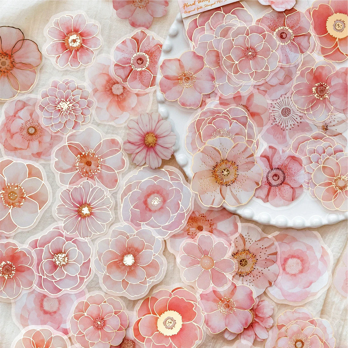 Hot Stamped Flower Stickers for Junk Journals and Scrapbooking Decor