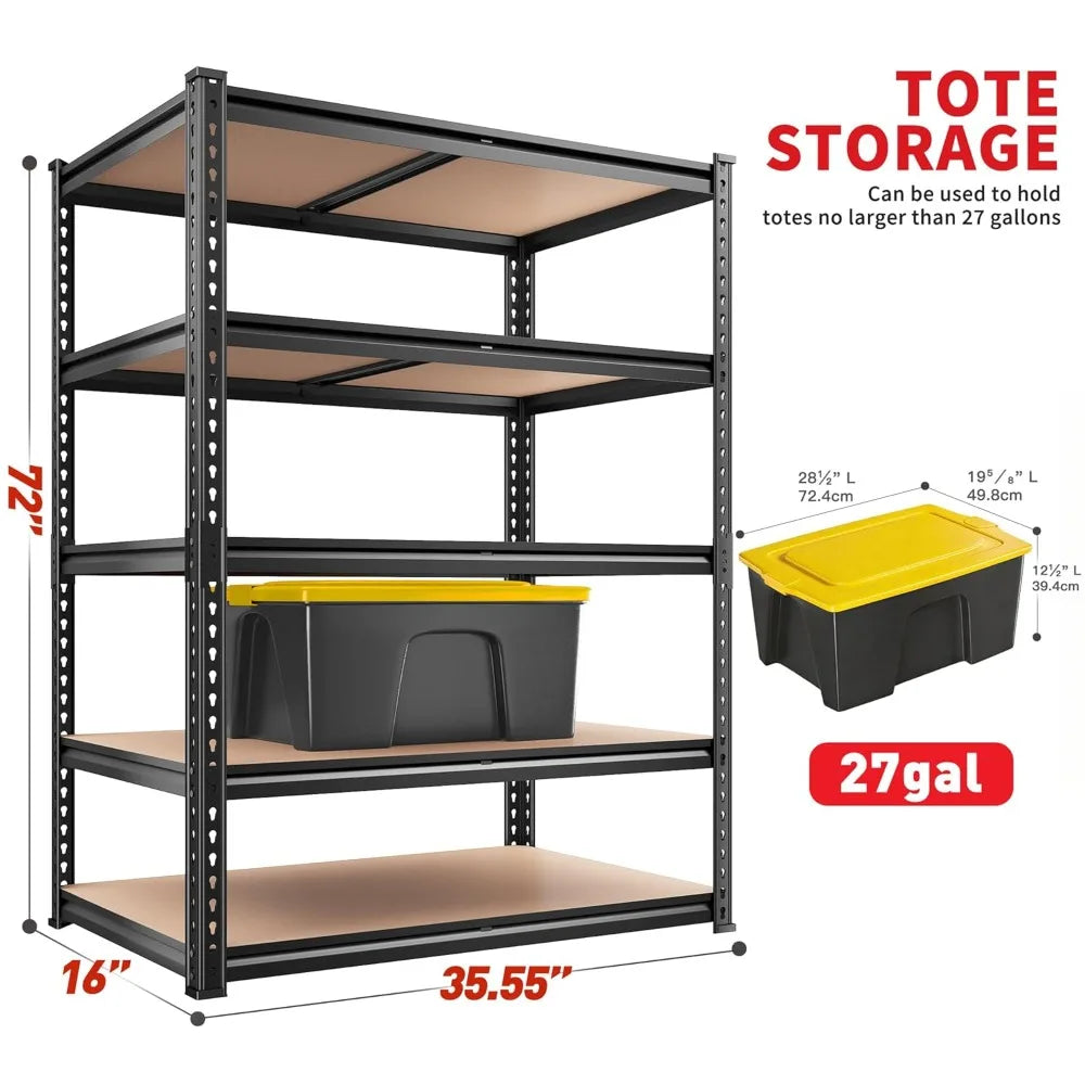 Adjustable Heavy Duty Five Tier Metal Garage Storage Shelving Unit