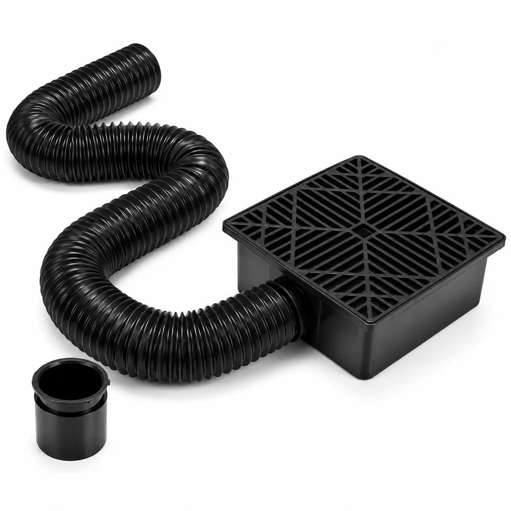 Outdoor Drain Catch Basin Kit With Grate Flexible Corrugated Pipe