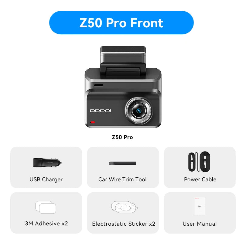 DDPAI Z50 Pro 4K Dash Camera Front And Rear Recording