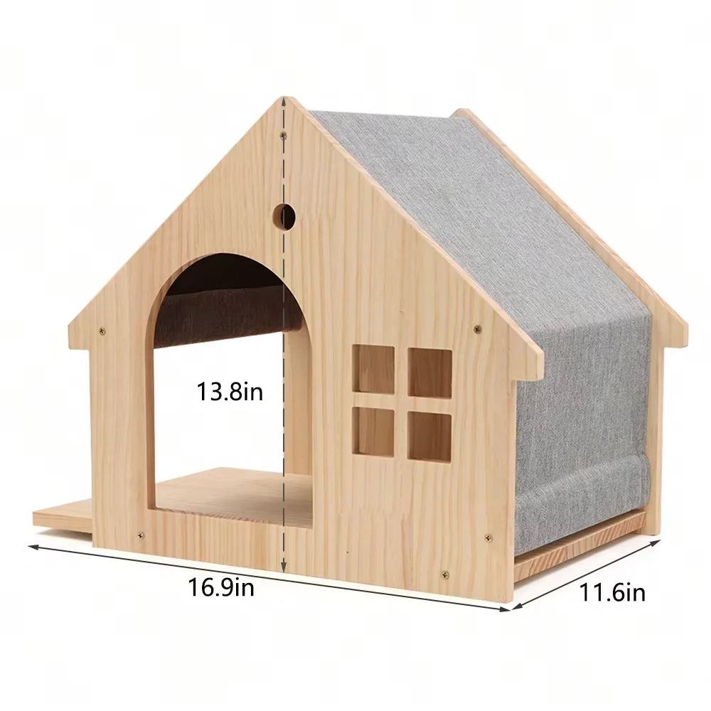 Wall Mounted Cat Condo Villa Wooden Cat Shelf For Sleeping