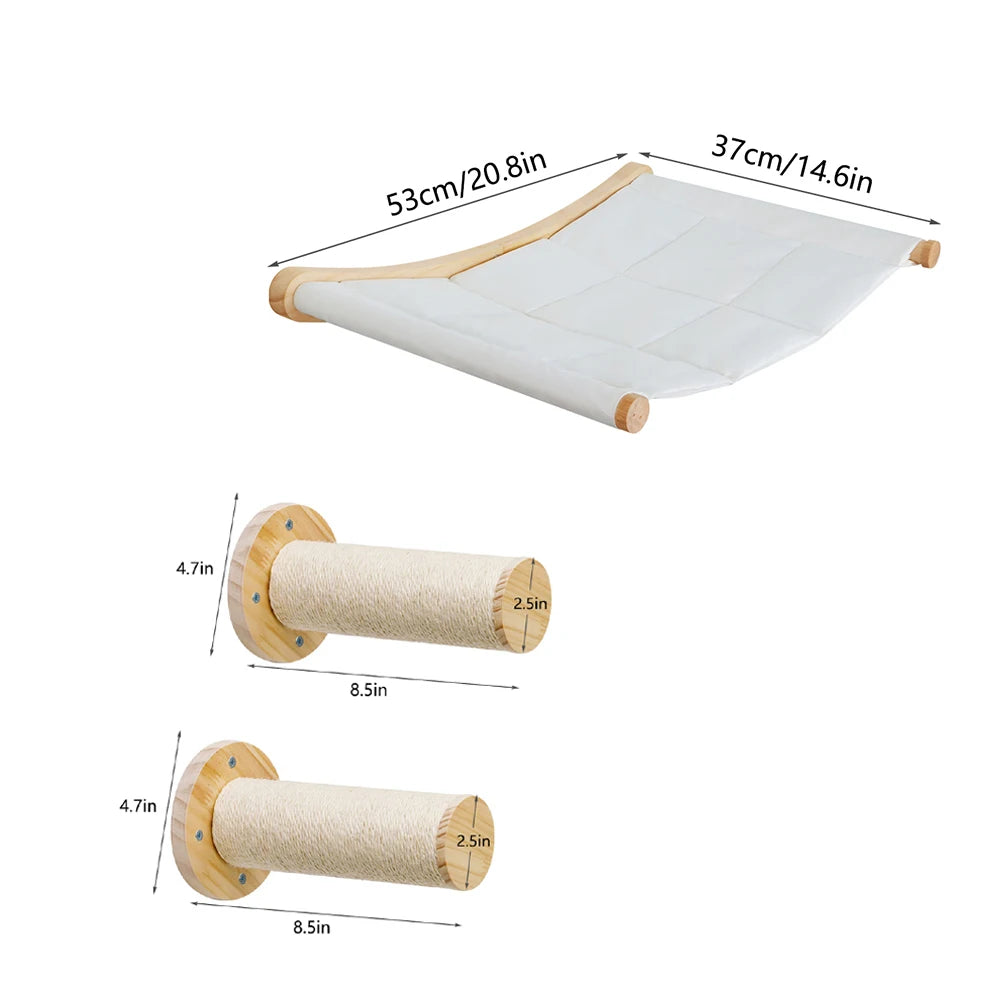 CWV Wall Mounted Cat Hammock With Sisal Scratching Steps