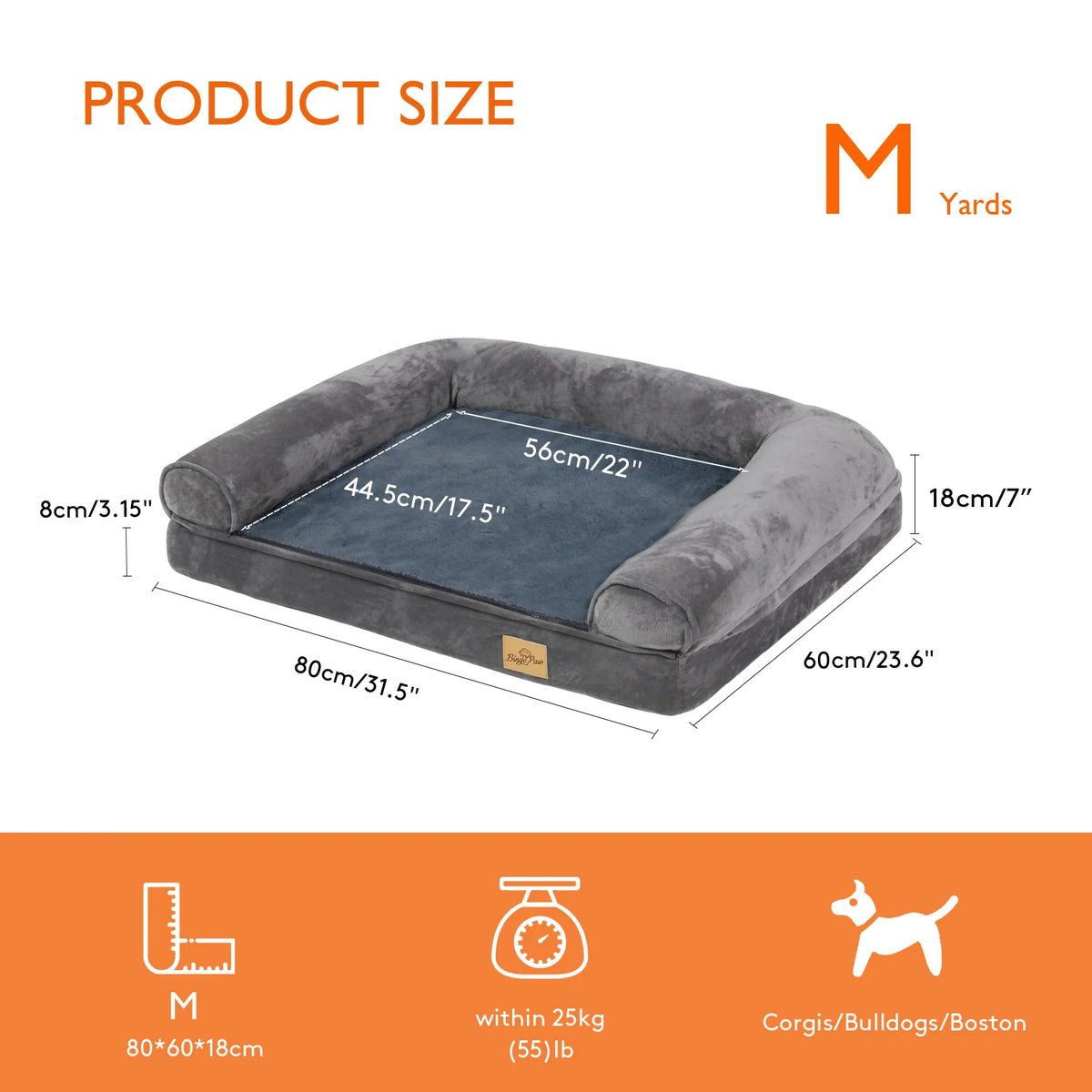 BINGOPAW Orthopedic Dog Bed Removable Cotton Cover Foam