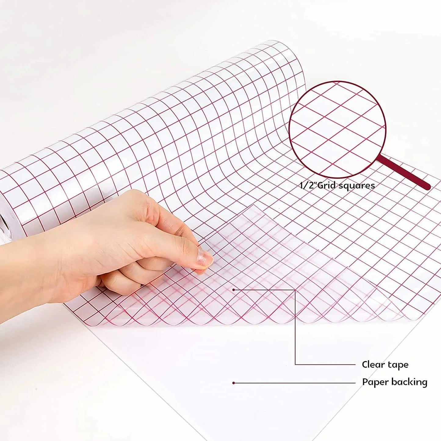 HTVRONT Clear Vinyl Transfer Tape With Alignment Grid For Decals