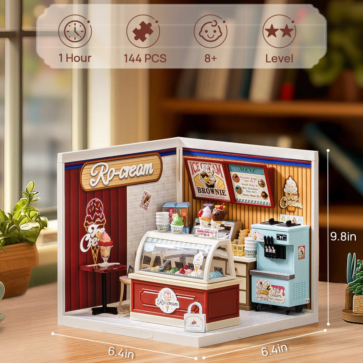 Rolife Flavorful Ice Cream DIY Miniature Dollhouse Kit With LED