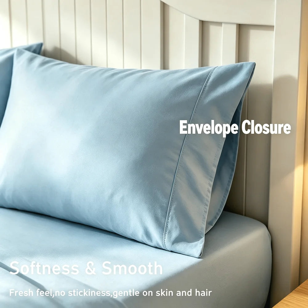 Bamboo Fiber Cooling Sheet Set With Pillowcases And Flat Sheet