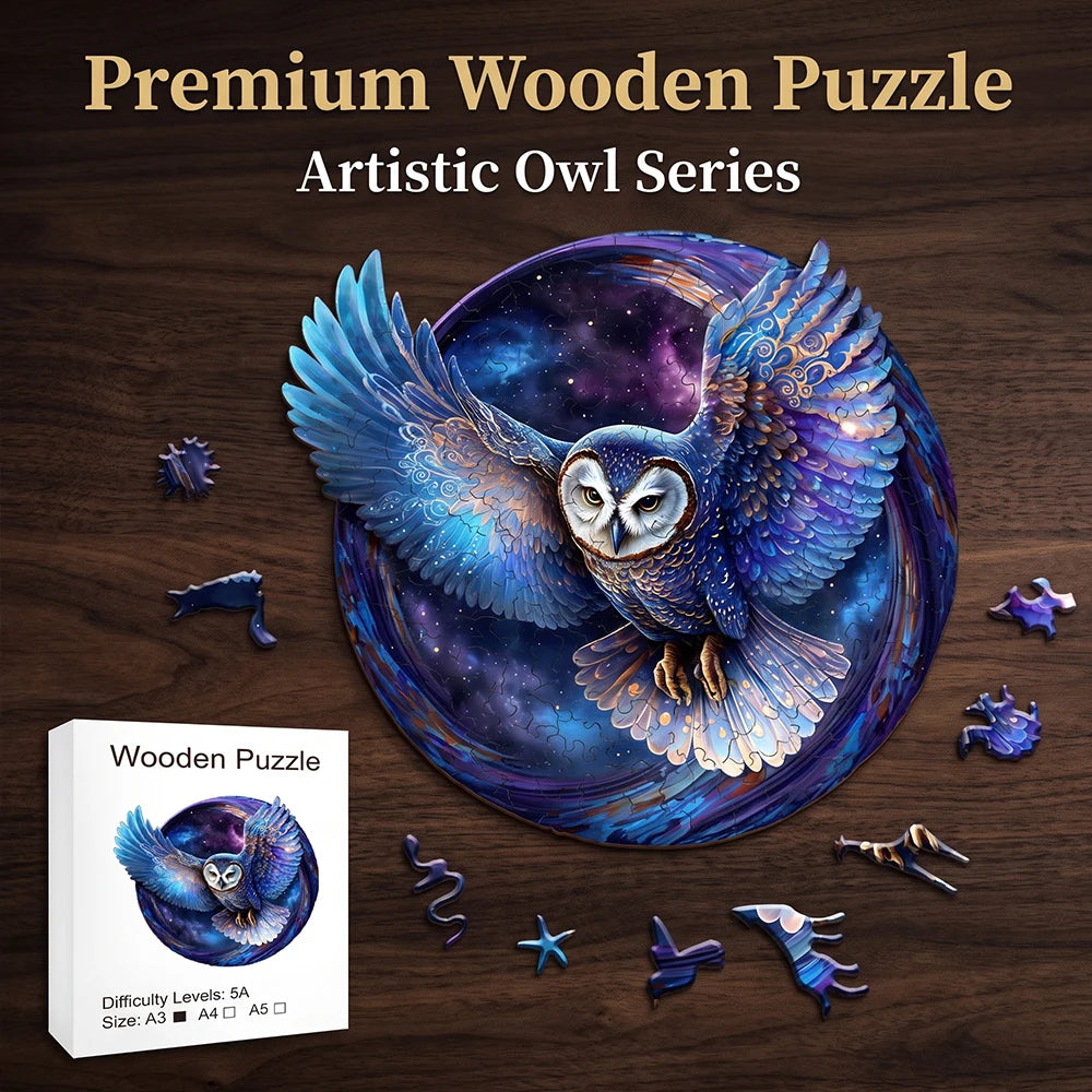 Supretty Mystical Galaxy Owl Wooden Jigsaw Puzzle for Home Decor