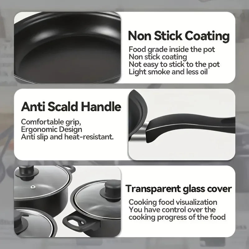 Aehome Nonstick Stainless Steel Cookware Set with Utensils Induction Compatible