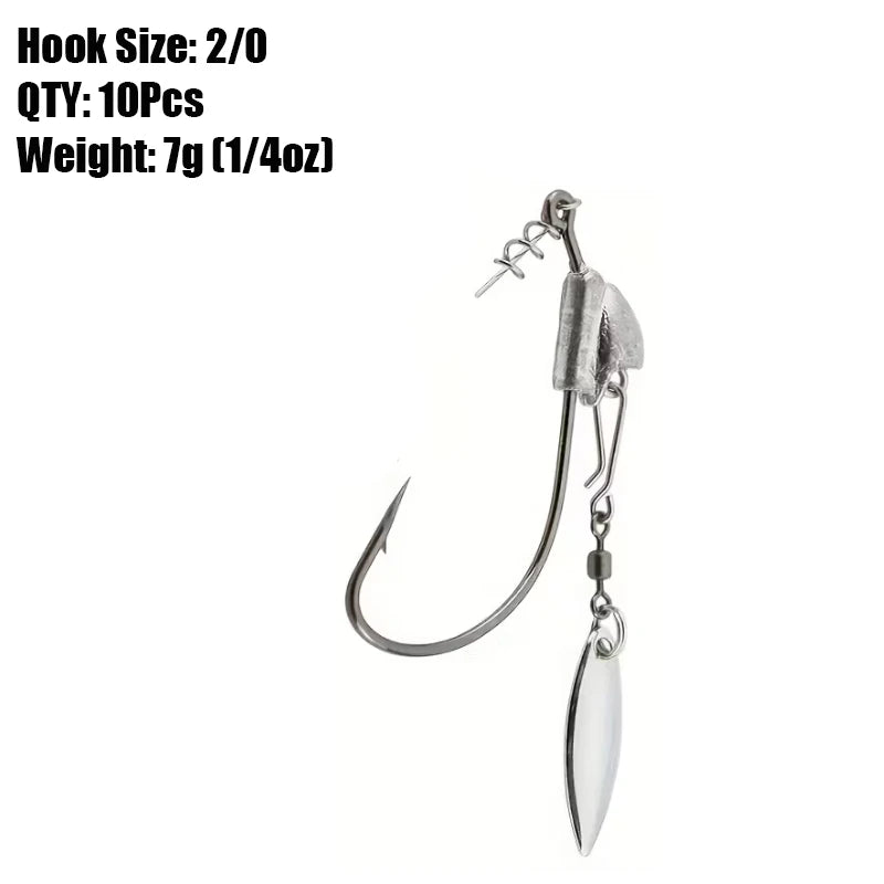 Weighted Underspin Jig Head Swimbait Hooks Bass Trout