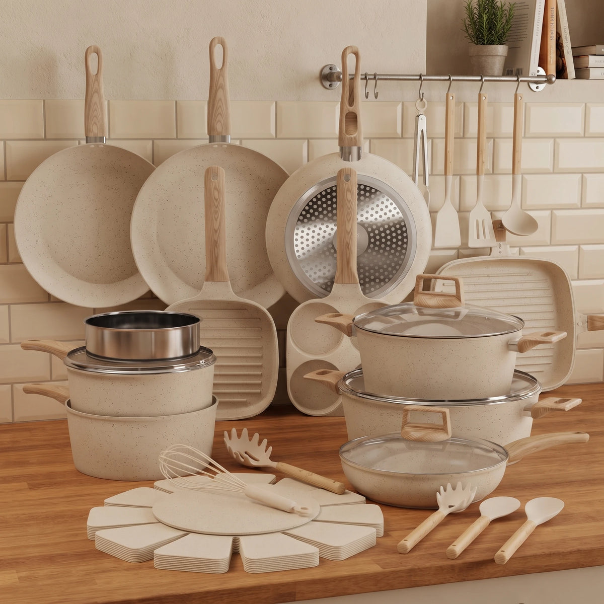 Ceramic Nonstick Cookware Set Induction Compatible Oven Safe Pots Pans