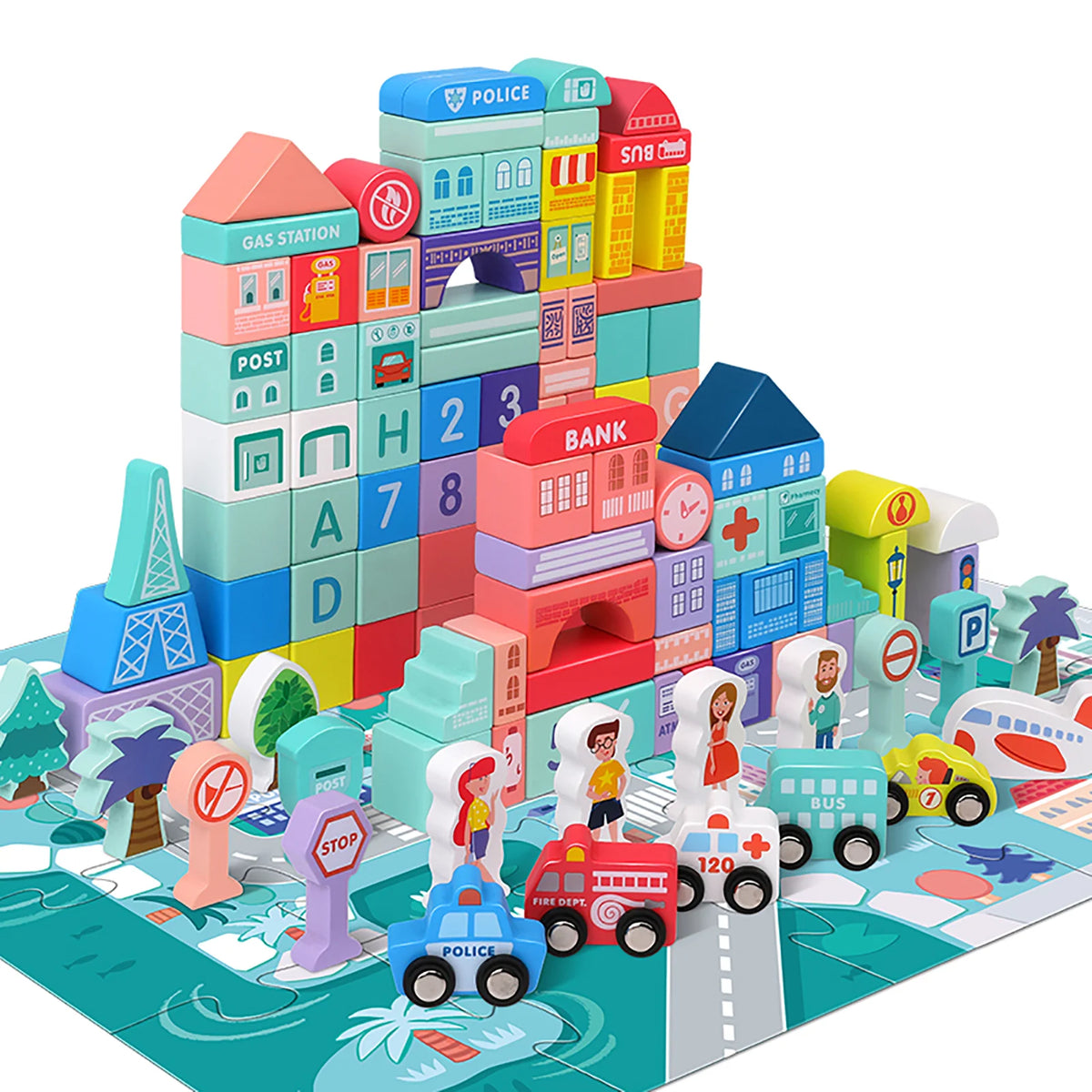 Wooden City Building Blocks Montessori Educational Toy for Kids