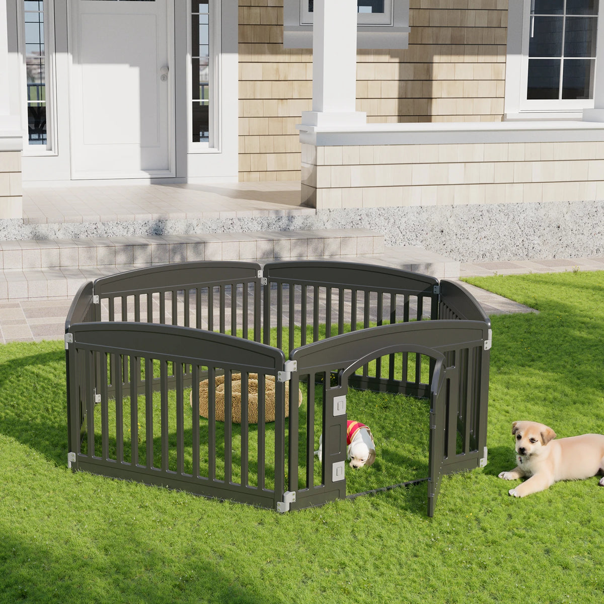 JHK Portable Plastic Dog Playpen With Expandable Panels
