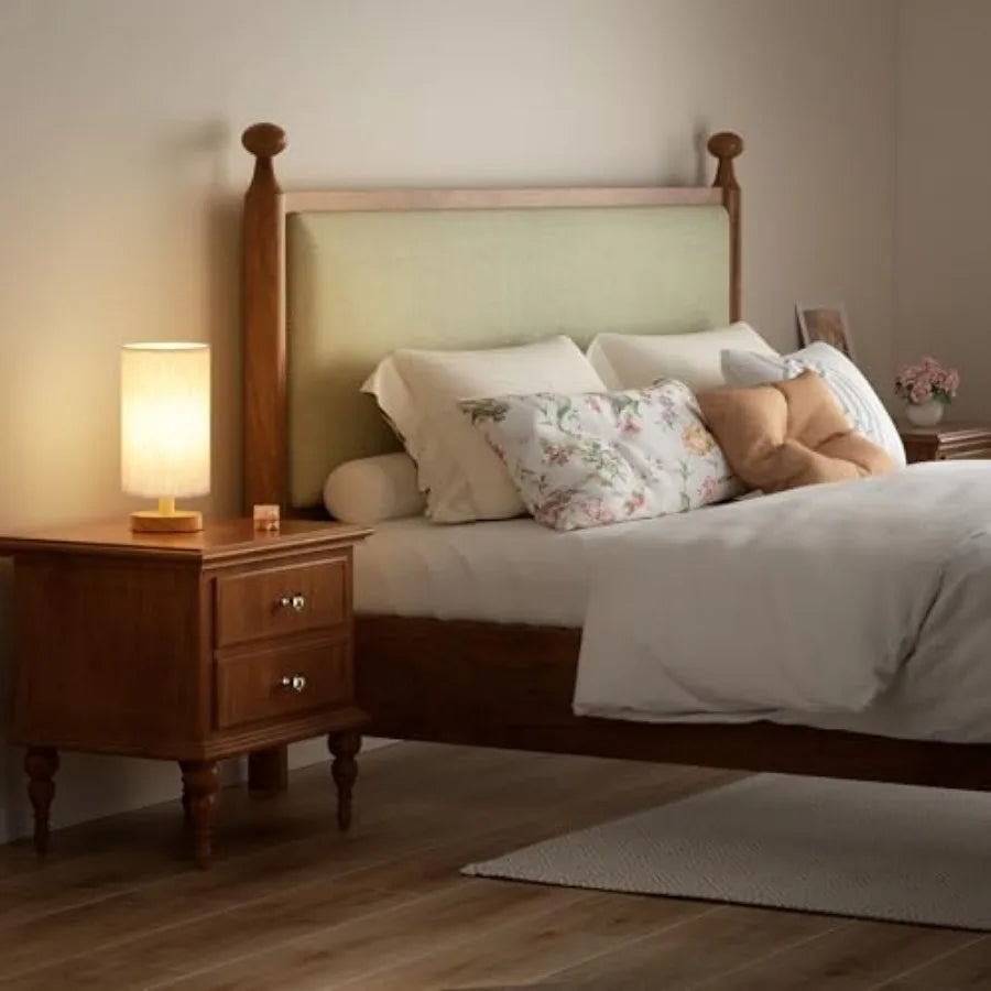 Small Bedroom Table Lamp With Inline Control 3000K LED Bulb