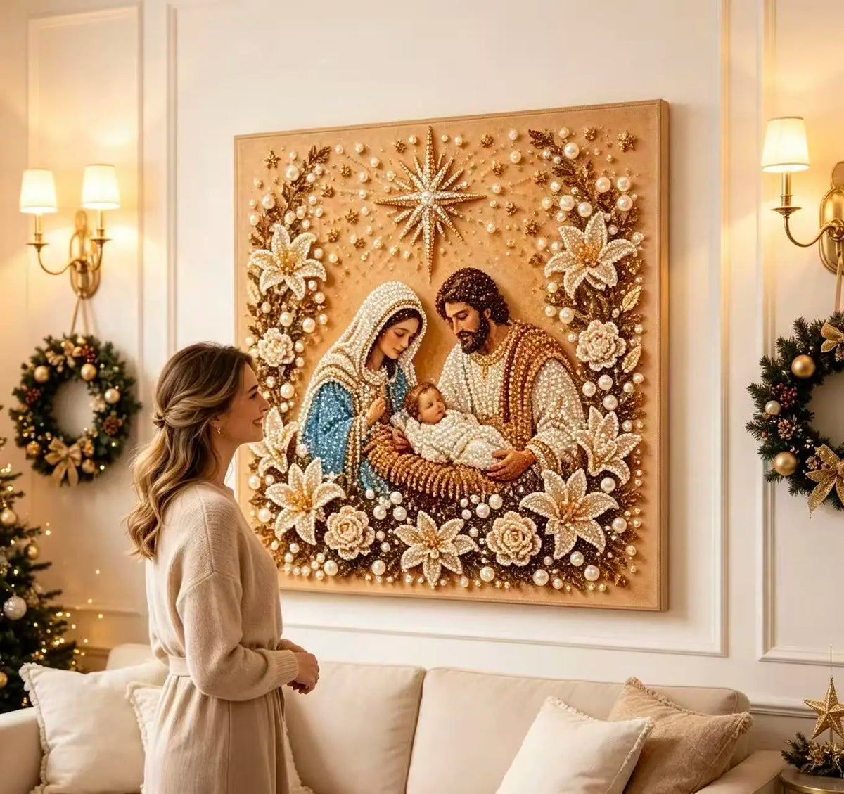 DIY Nativity Scene Diamond Painting Kit for Christian Wall Art