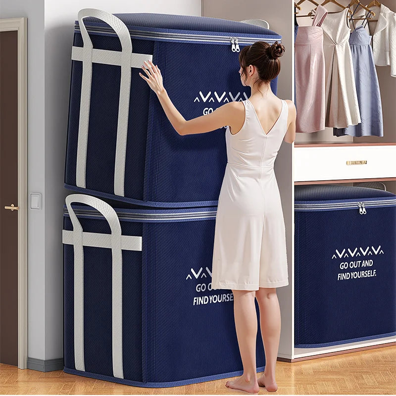 Nonwoven Reusable Storage Organizer Bag With Handles For Blankets