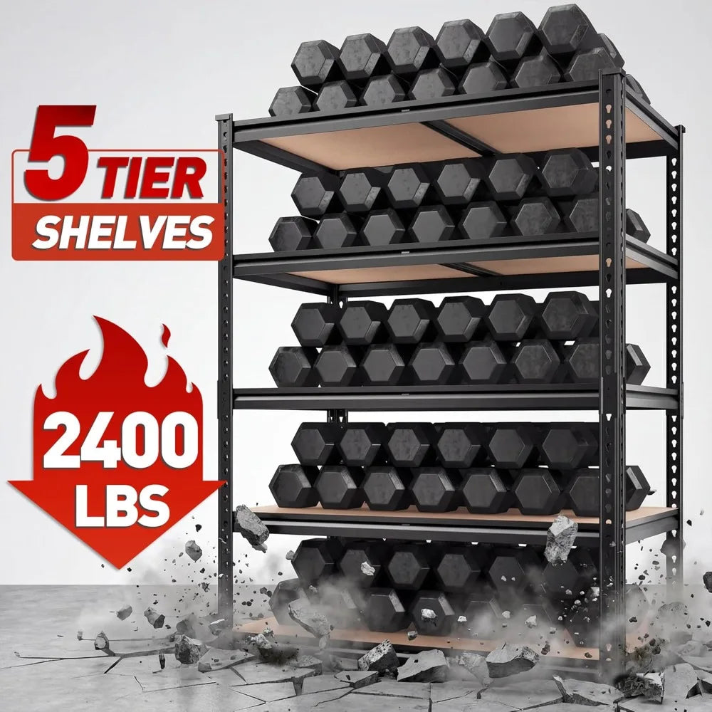 Adjustable Heavy Duty Five Tier Metal Garage Storage Shelving Unit