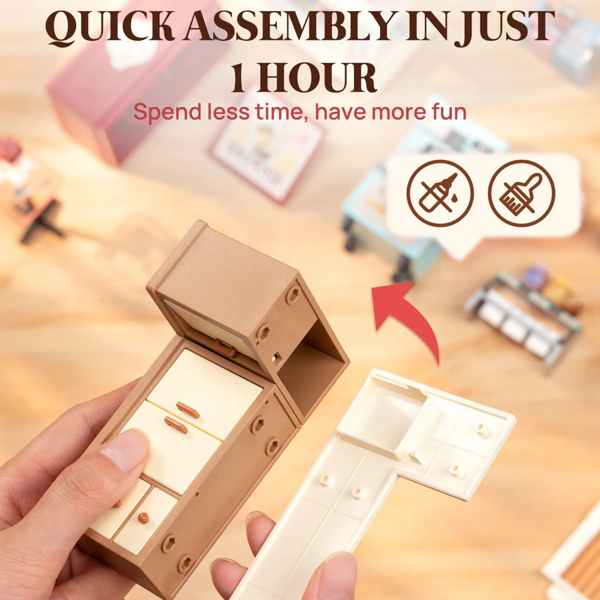Rolife Flavorful Ice Cream DIY Miniature Dollhouse Kit With LED
