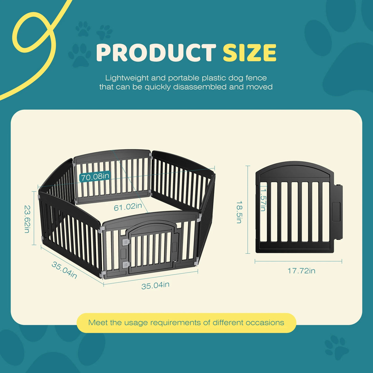 JHK Portable Plastic Dog Playpen With Expandable Panels