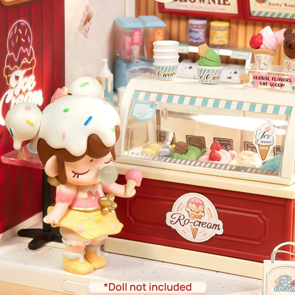 Rolife Flavorful Ice Cream DIY Miniature Dollhouse Kit With LED