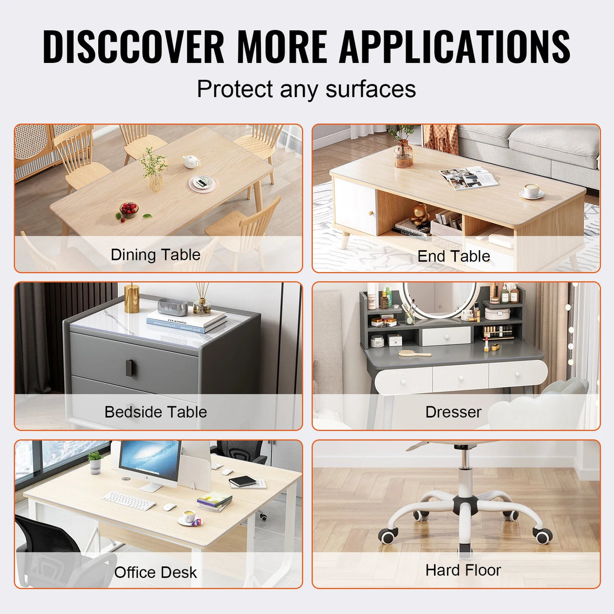 SucceBuy Transparent PVC Waterproof Tablecloth Oil Proof Table Protector