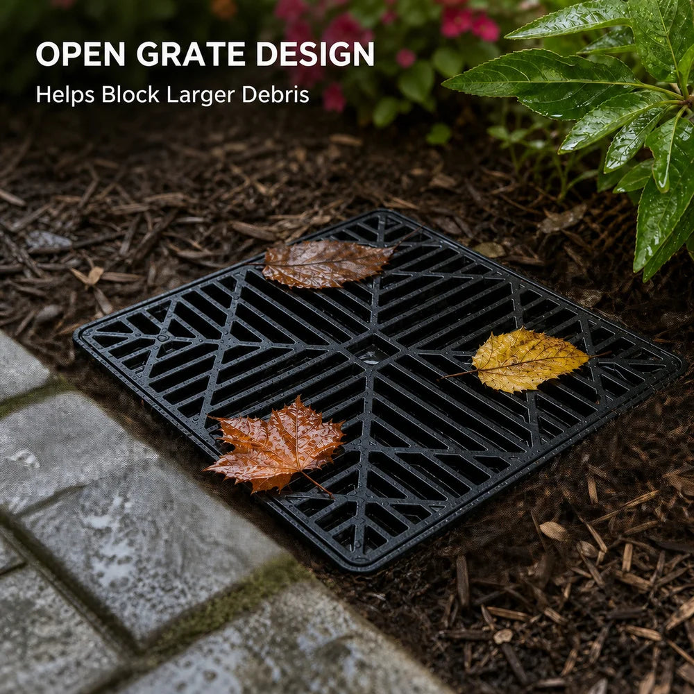 Outdoor Drain Catch Basin Kit With Grate Flexible Corrugated Pipe