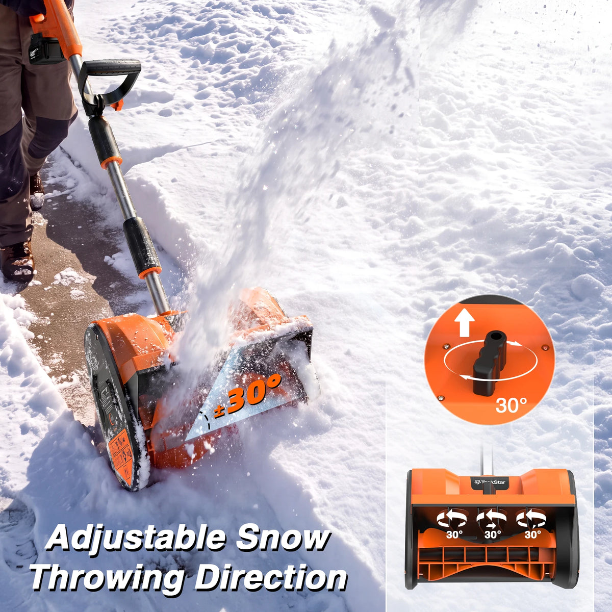 TaskStar Cordless Electric Snow Shovel With Rechargeable Battery