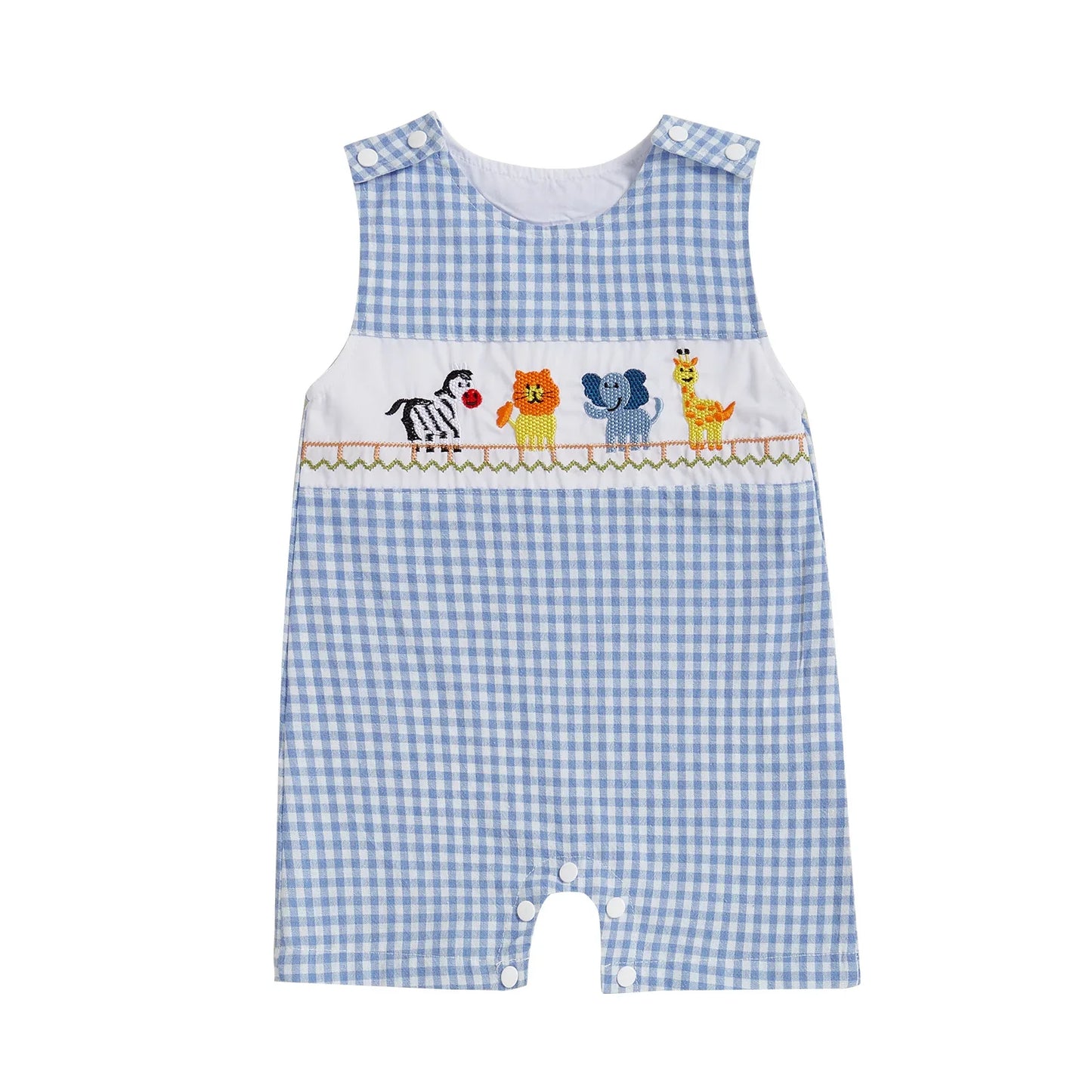 Soft Cotton Embroidered Baby Romper Button Up Summer Jumpsuit
