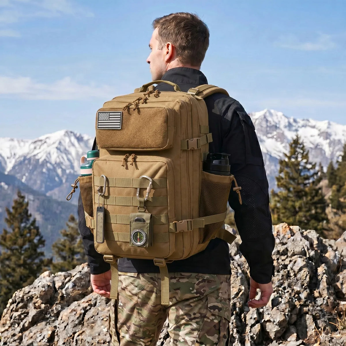 ReFire Gear Tactical Fishing Backpack with Water Bottle Holders