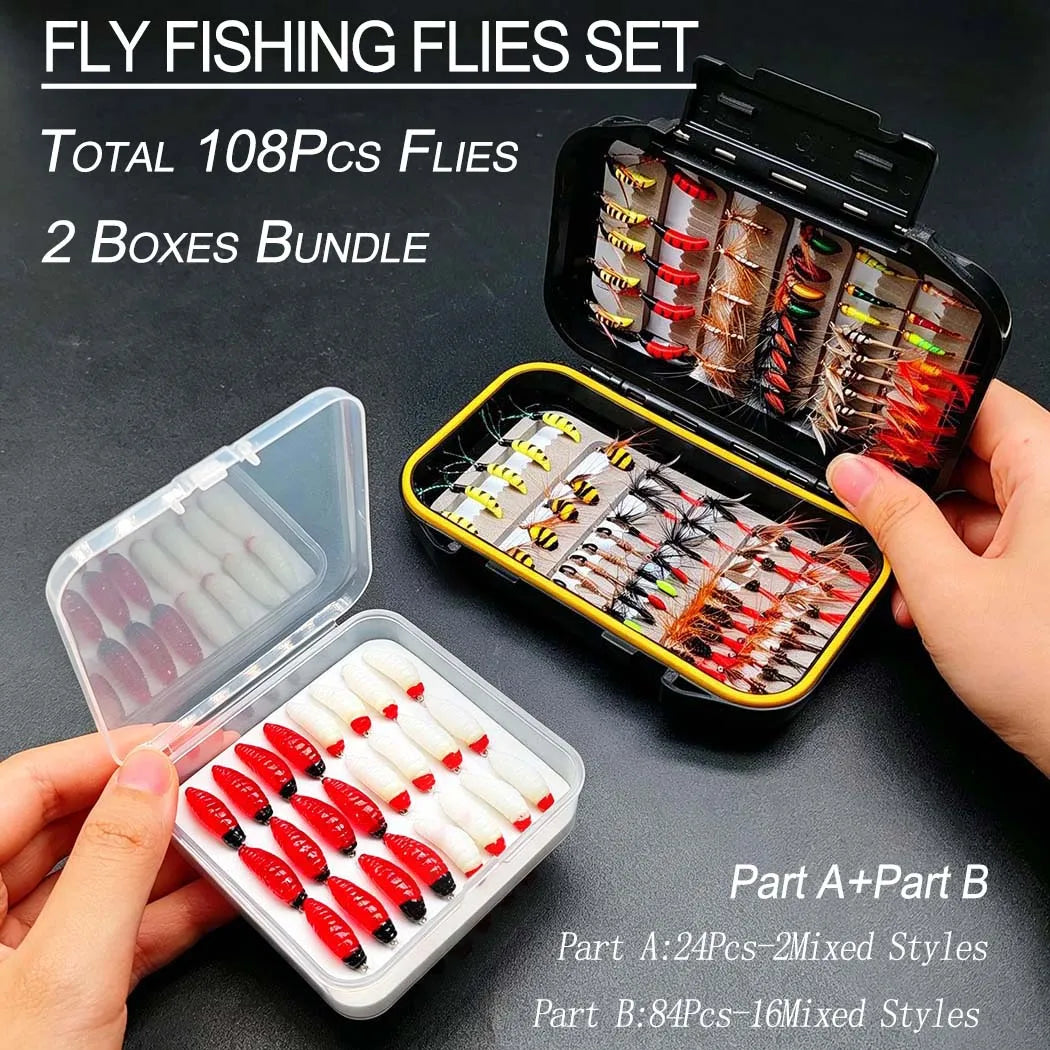 Fly Fishing Flies Assortment Kit With Box For Trout Salmon