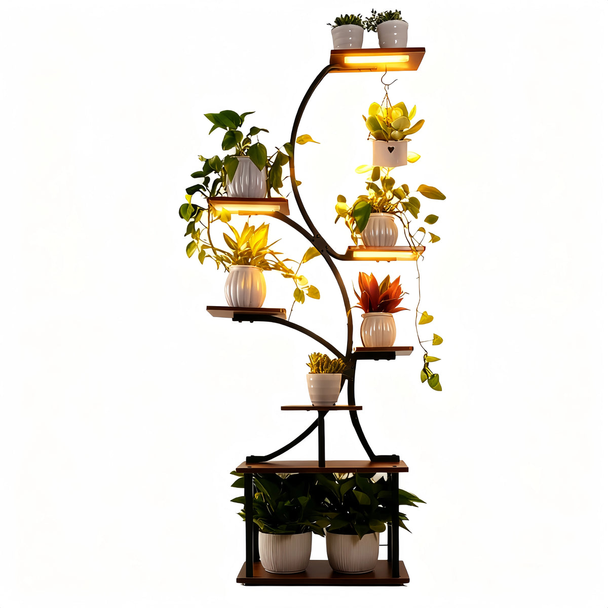 Metal Plant Stand With LED Grow Lights for Indoor Plants