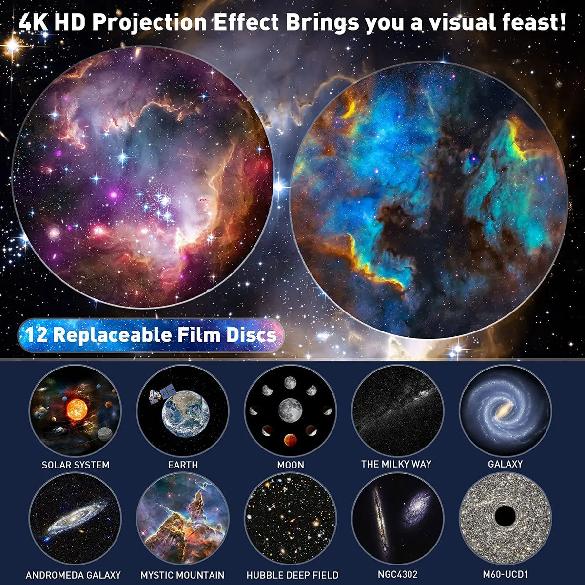 Aiopp 13 In 1 Galaxy Star Projector Planetarium Night Light