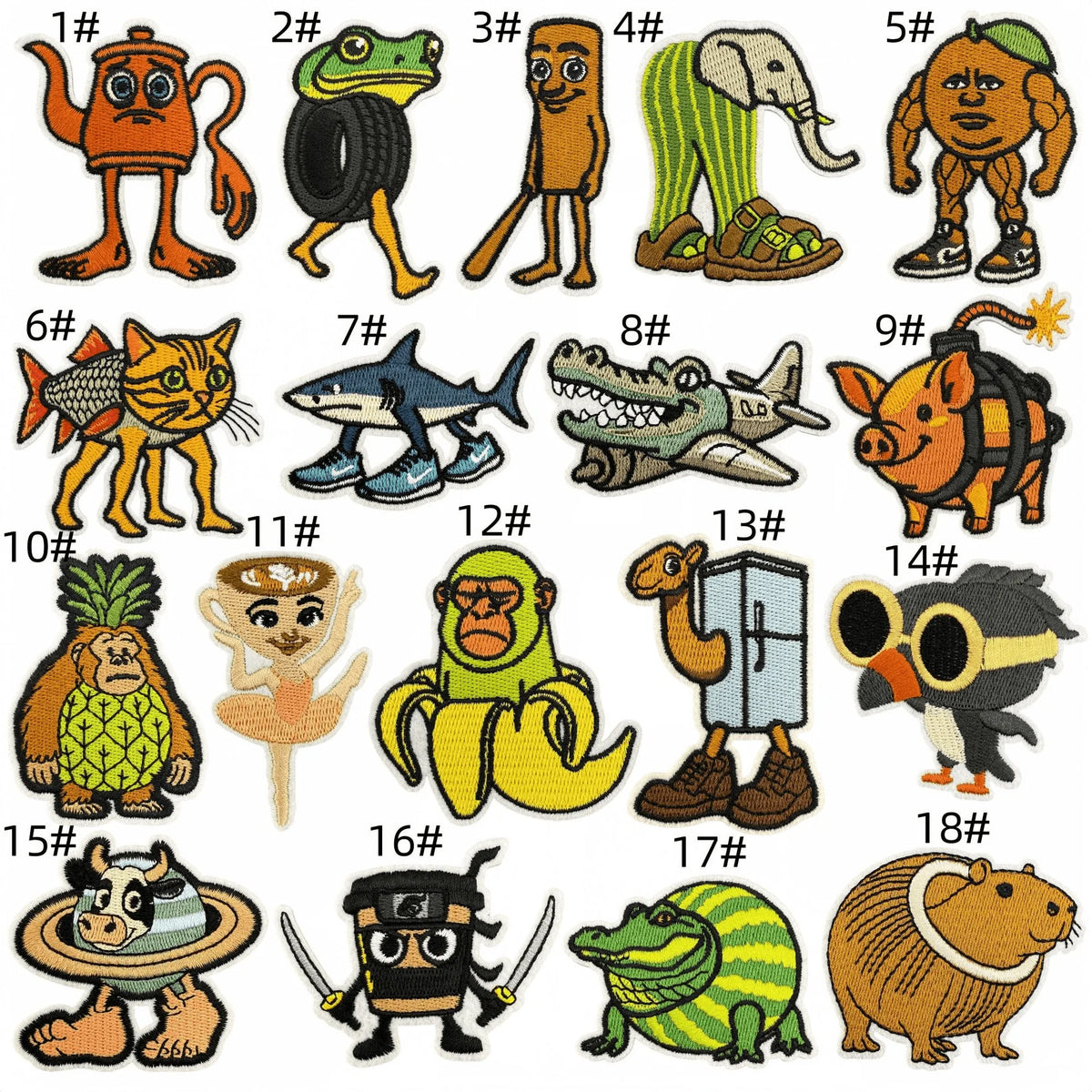 Funny Embroidered Animal Iron On Patches for Clothes and Backpacks