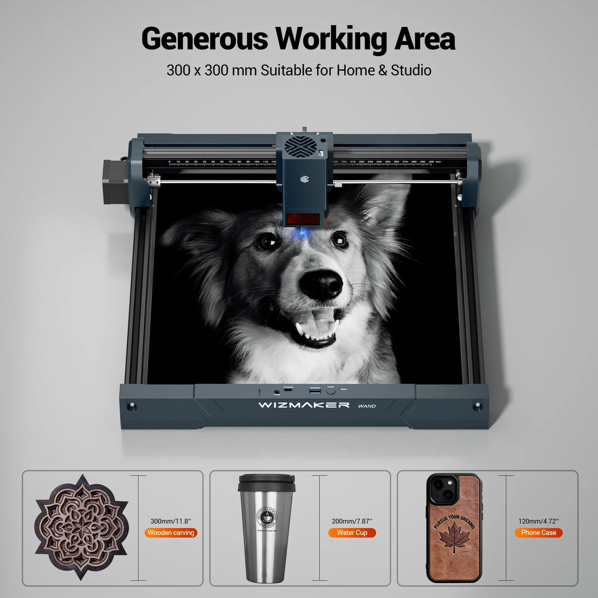 Wizmaker Wand 7W Laser Engraver Cutter for Wood Leather Acrylic
