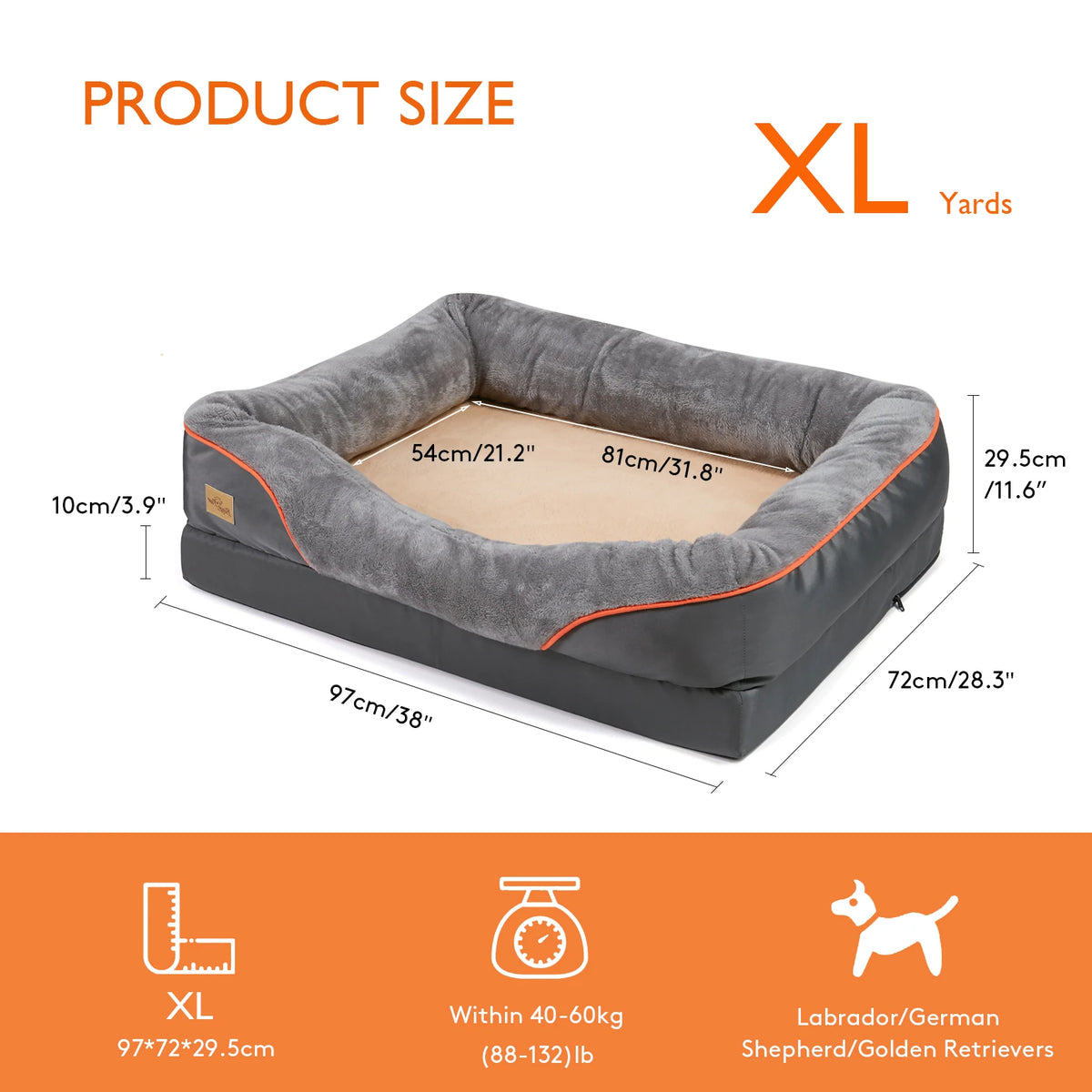 Bingopaw Large Soft Anti Allergy Washable Dog Bed With Removable Cover