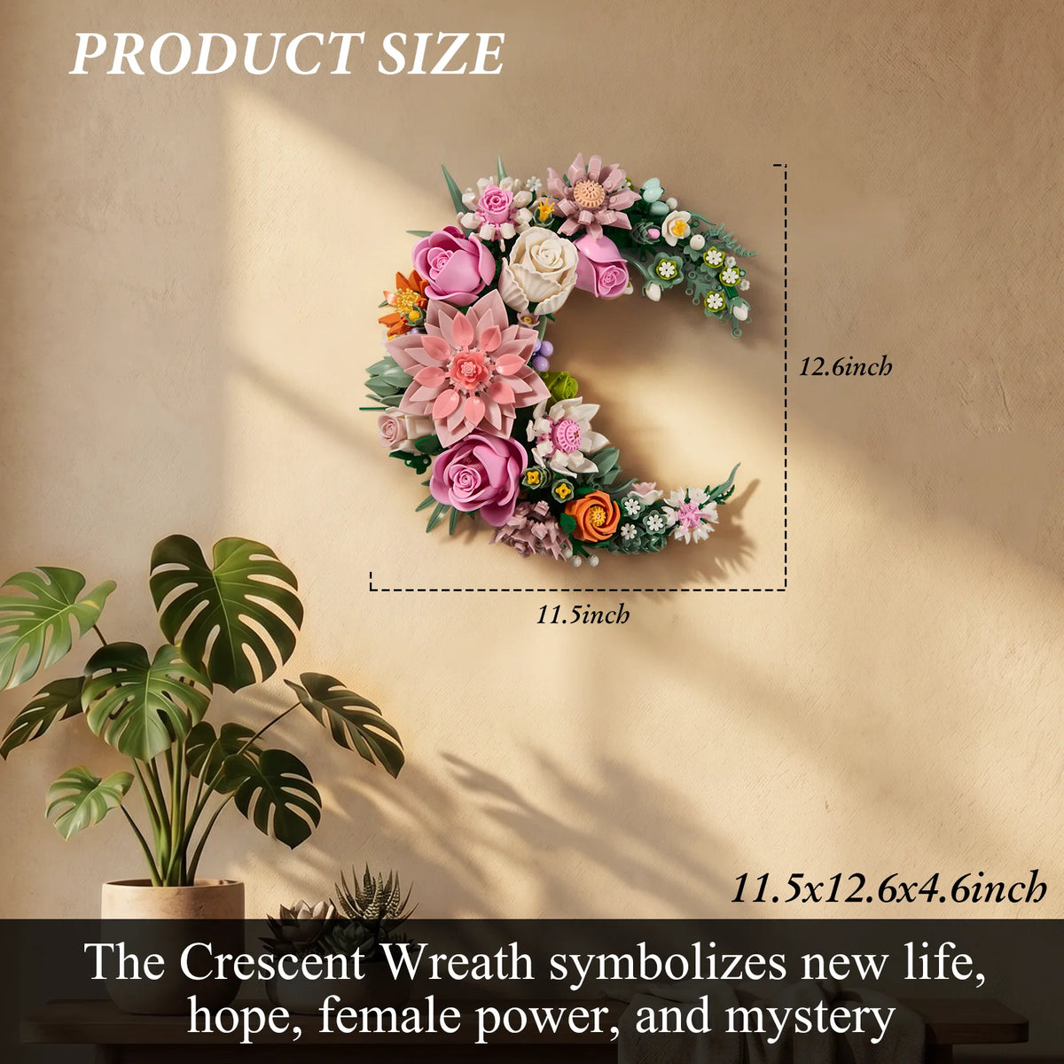 BuildMoc Floral Moon Wreath Building Blocks Home Decor Kit