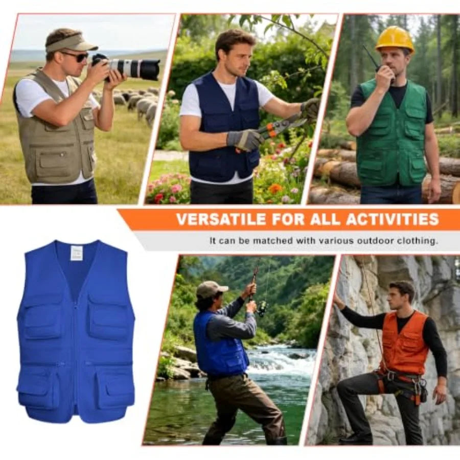 Lightweight Utility Fishing Cargo Vest For Outdoor Work And Travel