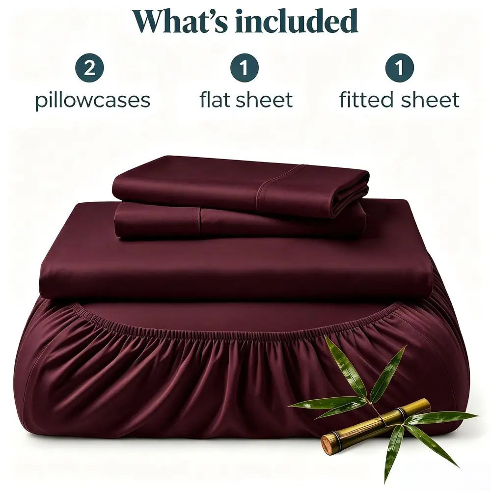 Bamboo Fiber Cooling Sheet Set With Pillowcases And Flat Sheet