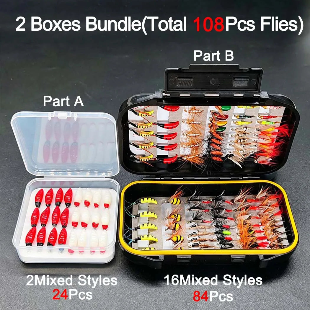 Fly Fishing Flies Assortment Kit With Box For Trout Salmon