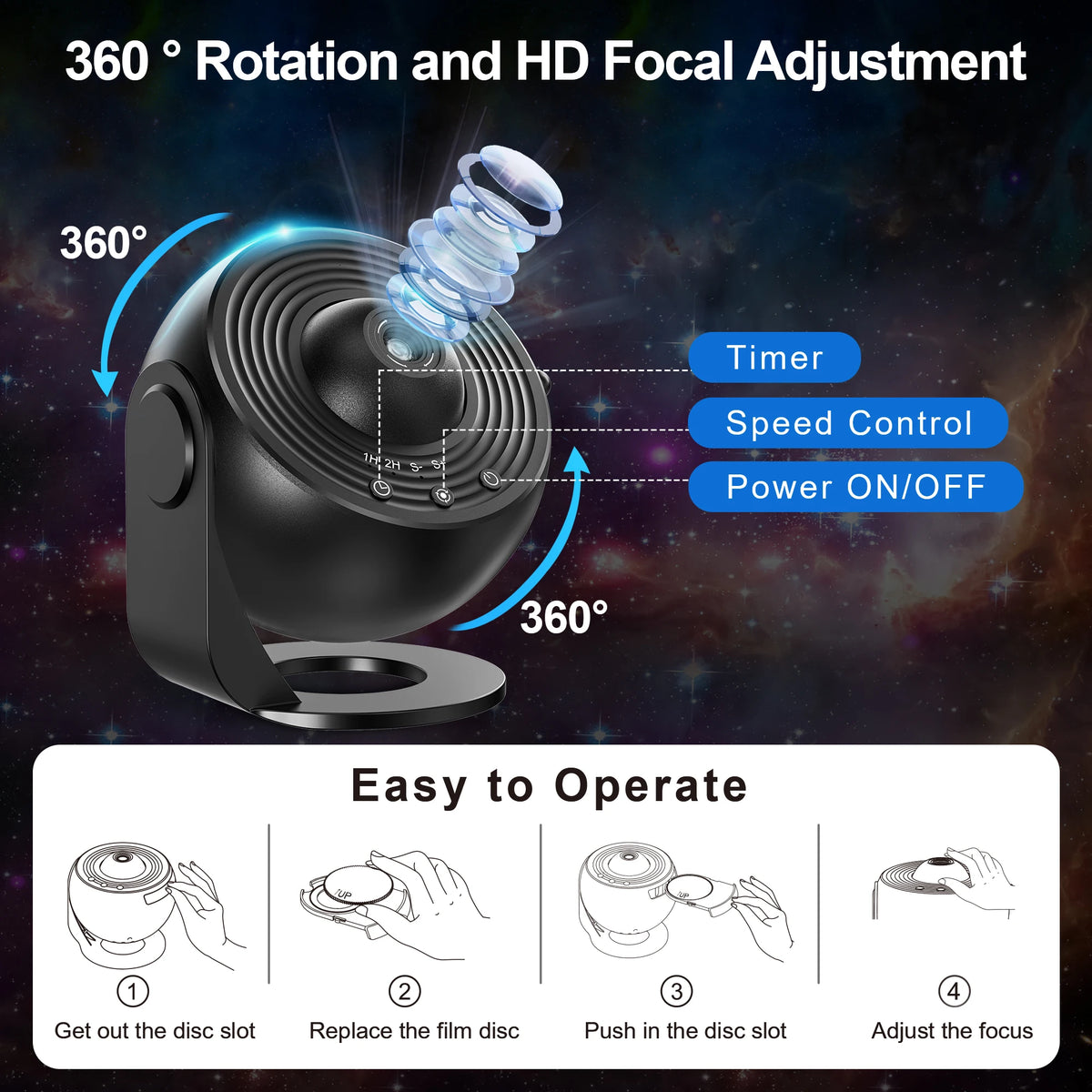Aiopp 13 In 1 Galaxy Star Projector Planetarium Night Light