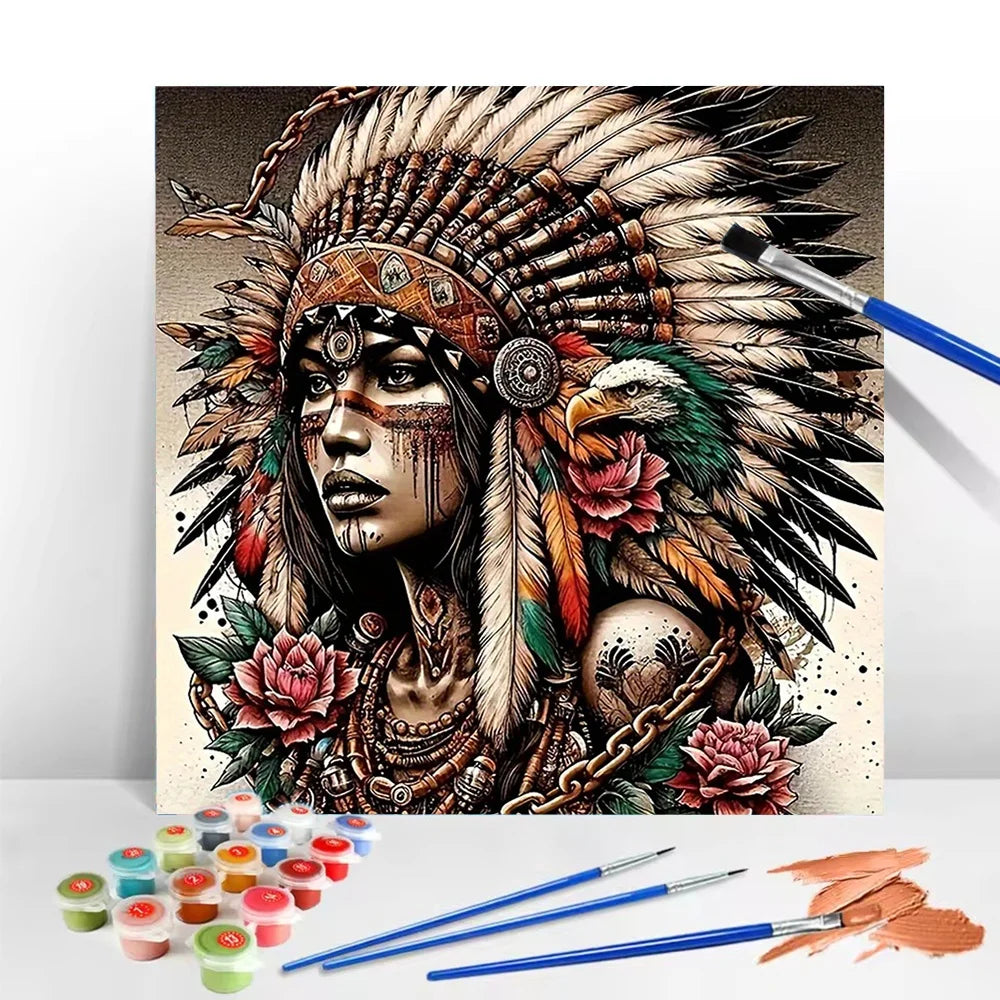 Tribal Girl Paint By Numbers Kit On Canvas For Adults