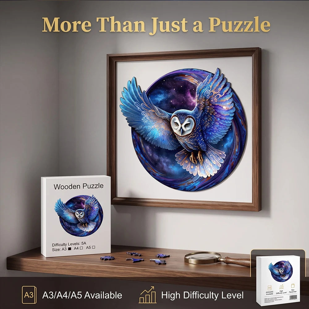 Supretty Mystical Galaxy Owl Wooden Jigsaw Puzzle for Home Decor