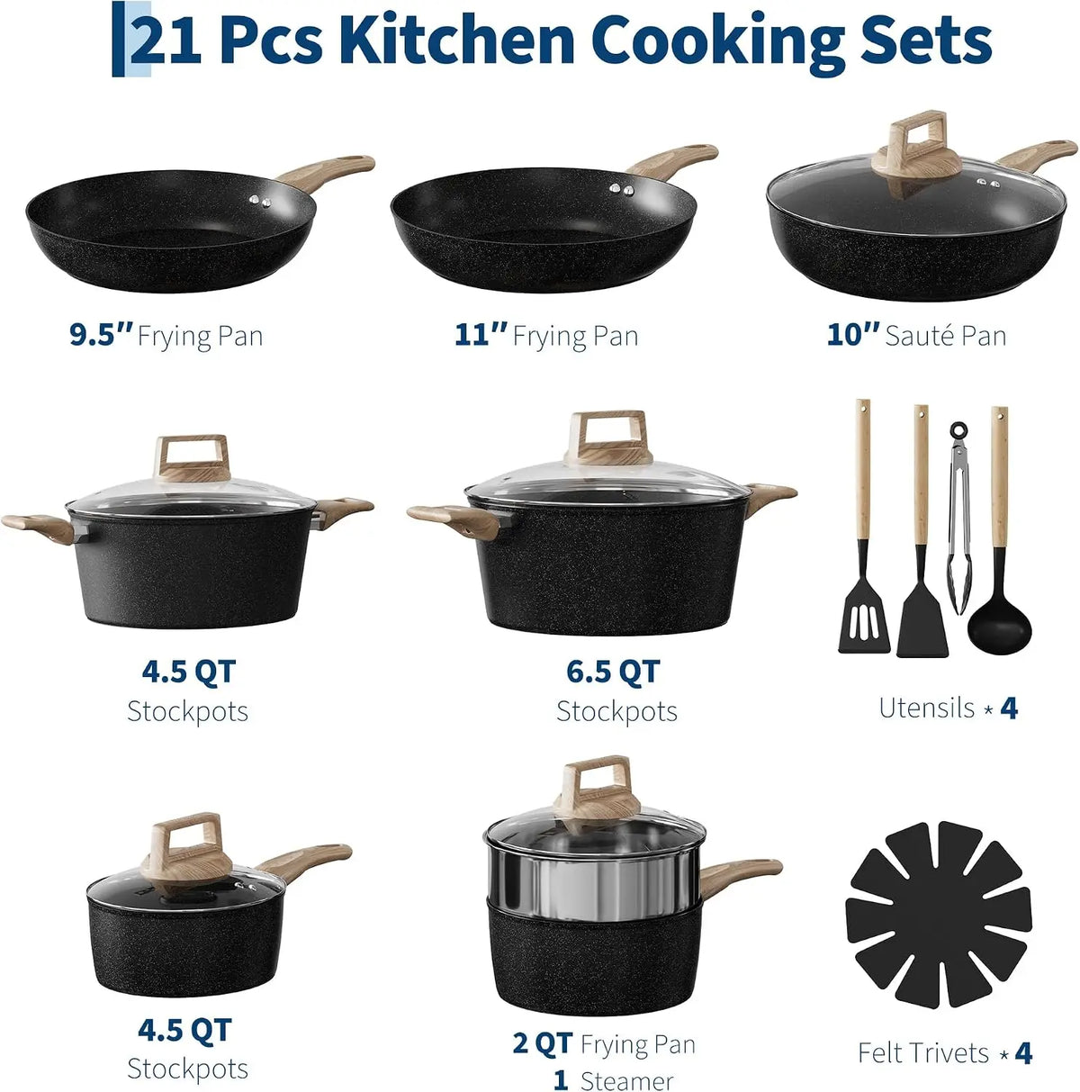 TWISTER.CK Ceramic Nonstick Induction Cookware Set With Utensils