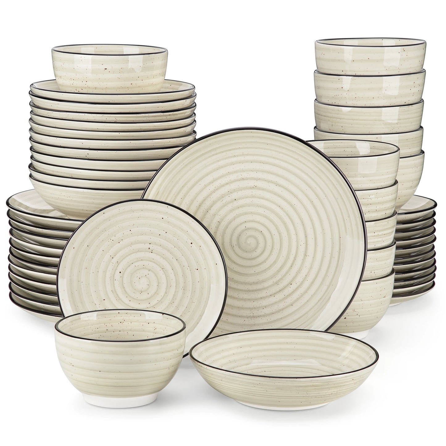 Malacasa Ceramic Dinnerware Set Hand Painted Spiral Pattern