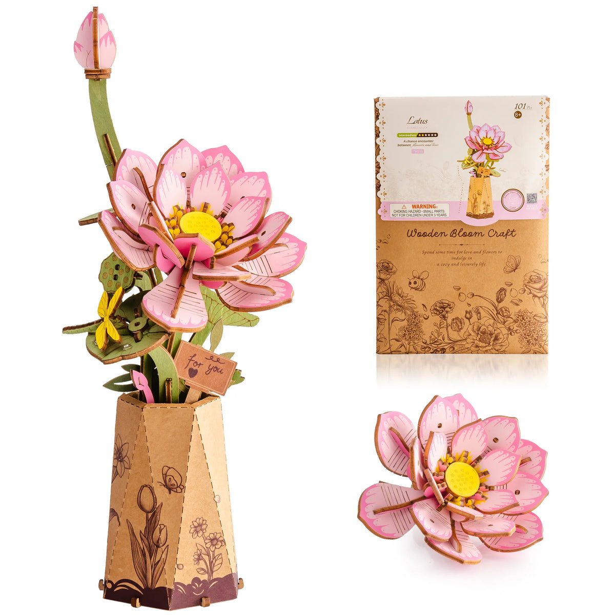 Rolife Wooden Flower 3D Puzzle DIY Craft Kit Home Decor
